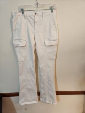 Sofia Jeans Women 14 Marisol Bootcut Mid Rise Cargo Jeans White Slimming